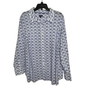 Talbots Button Down Rainbow Blue & White Cotton Lightweight Shirt Size 2XL Plus